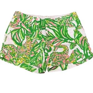 Lilly Pulitzer Textured Callahan Shorts sz 2 Seeing Pink Elephants print